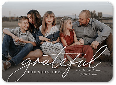 Thanksgiving photo greeting card with the word Grateful