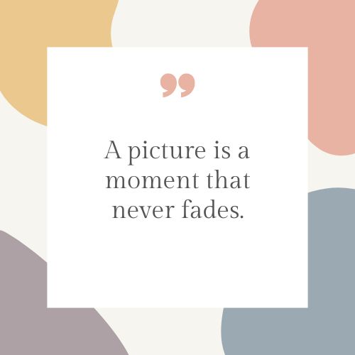 "A picture is a moment that never fades."