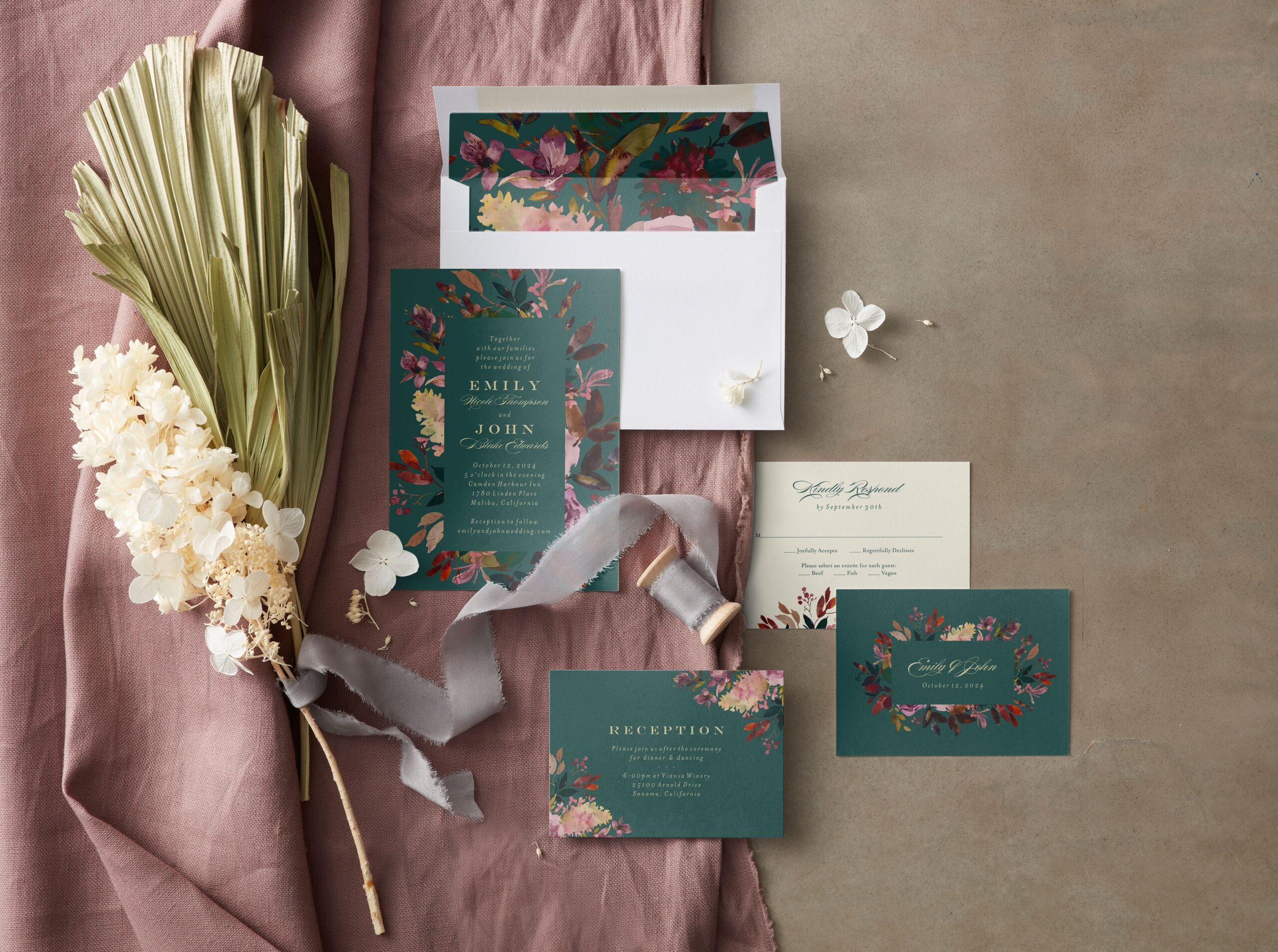 floral wedding cards
