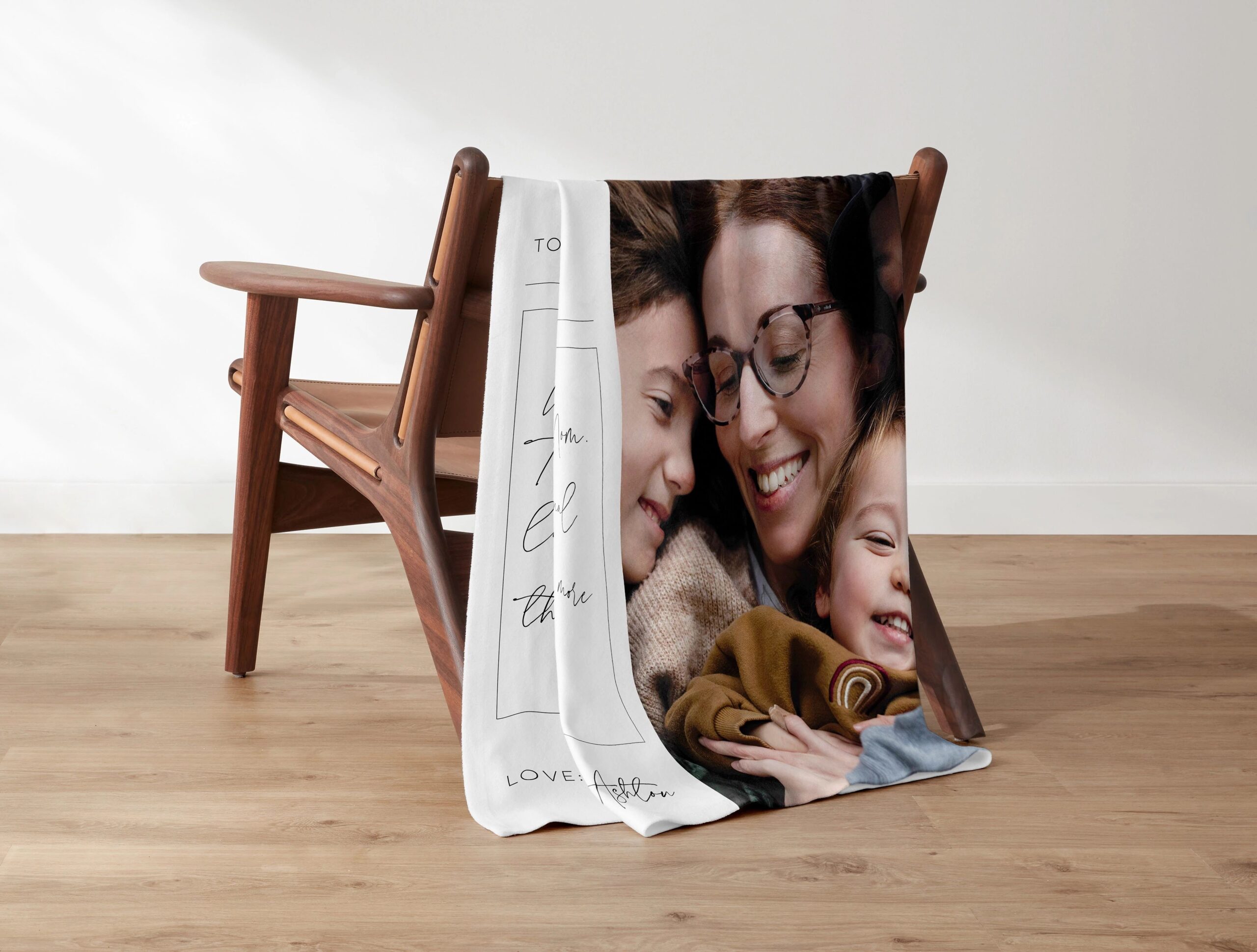 fleece photo blanket with image of mother and children