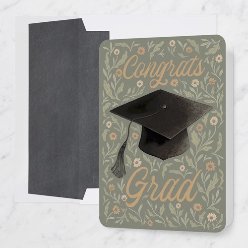 flowered graduation greeting card