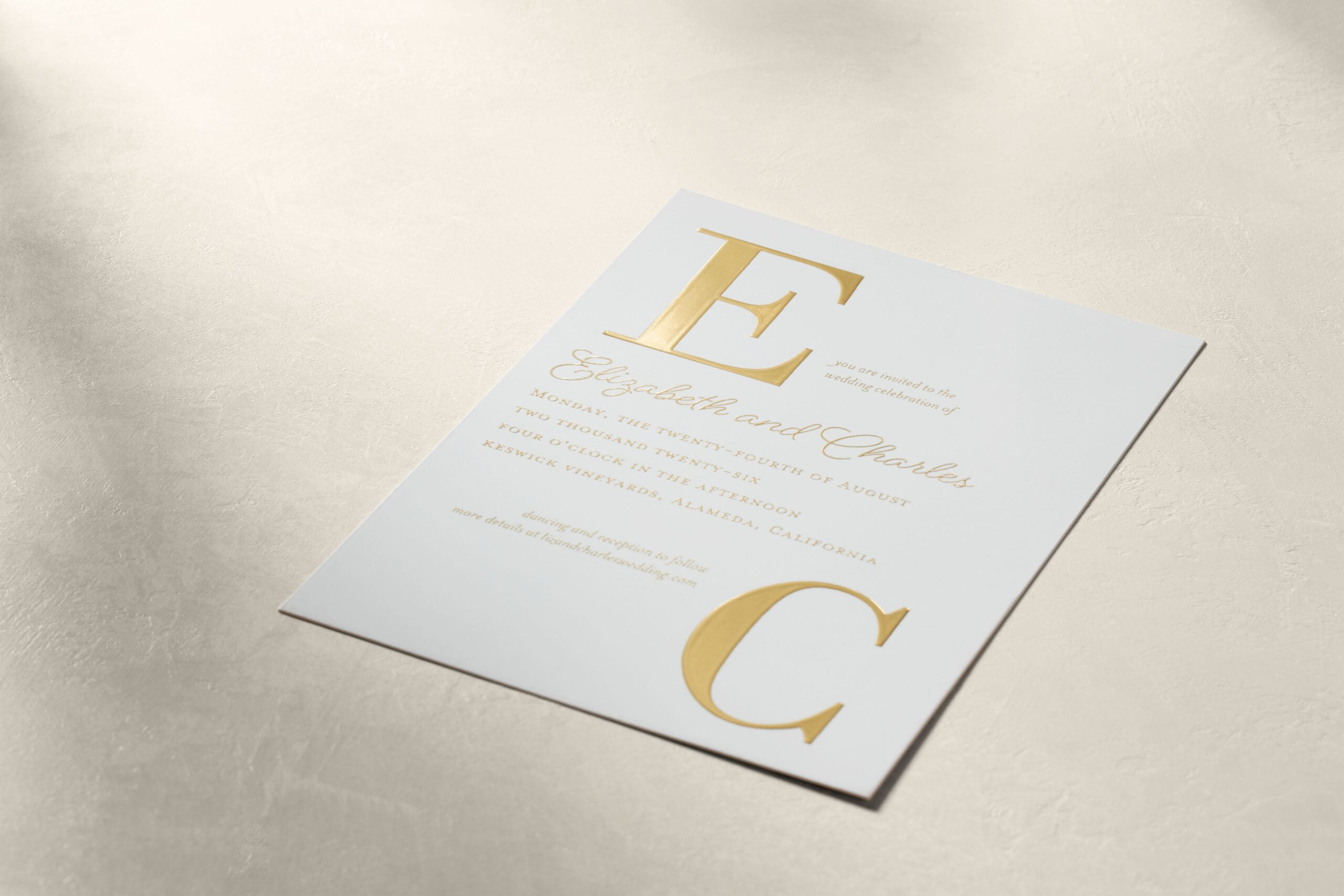 gold foil wedding invitation