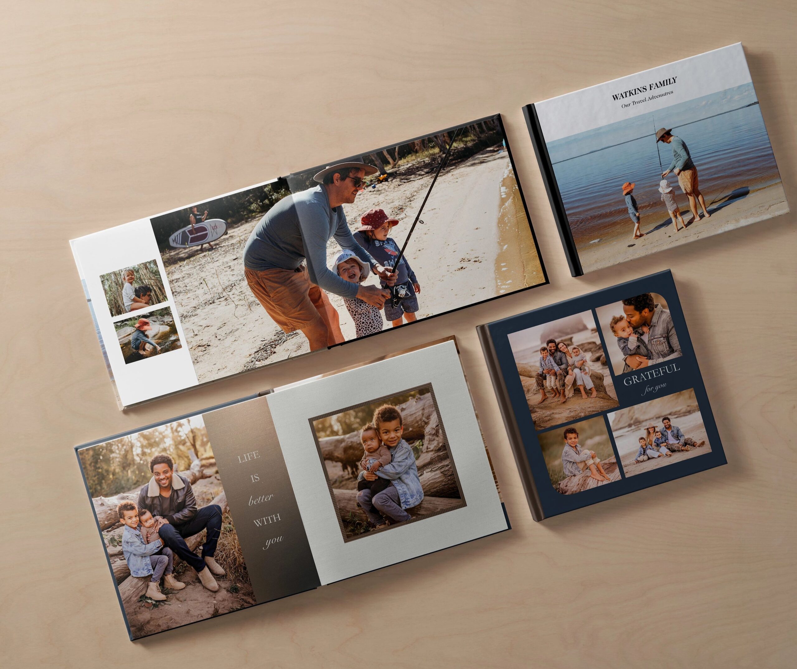 four father's day photo books on display