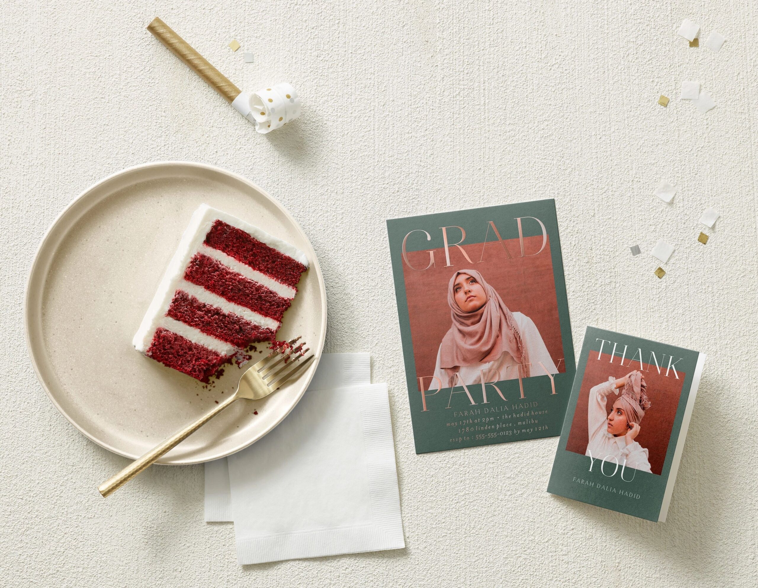 graduation thank you card and party invitation