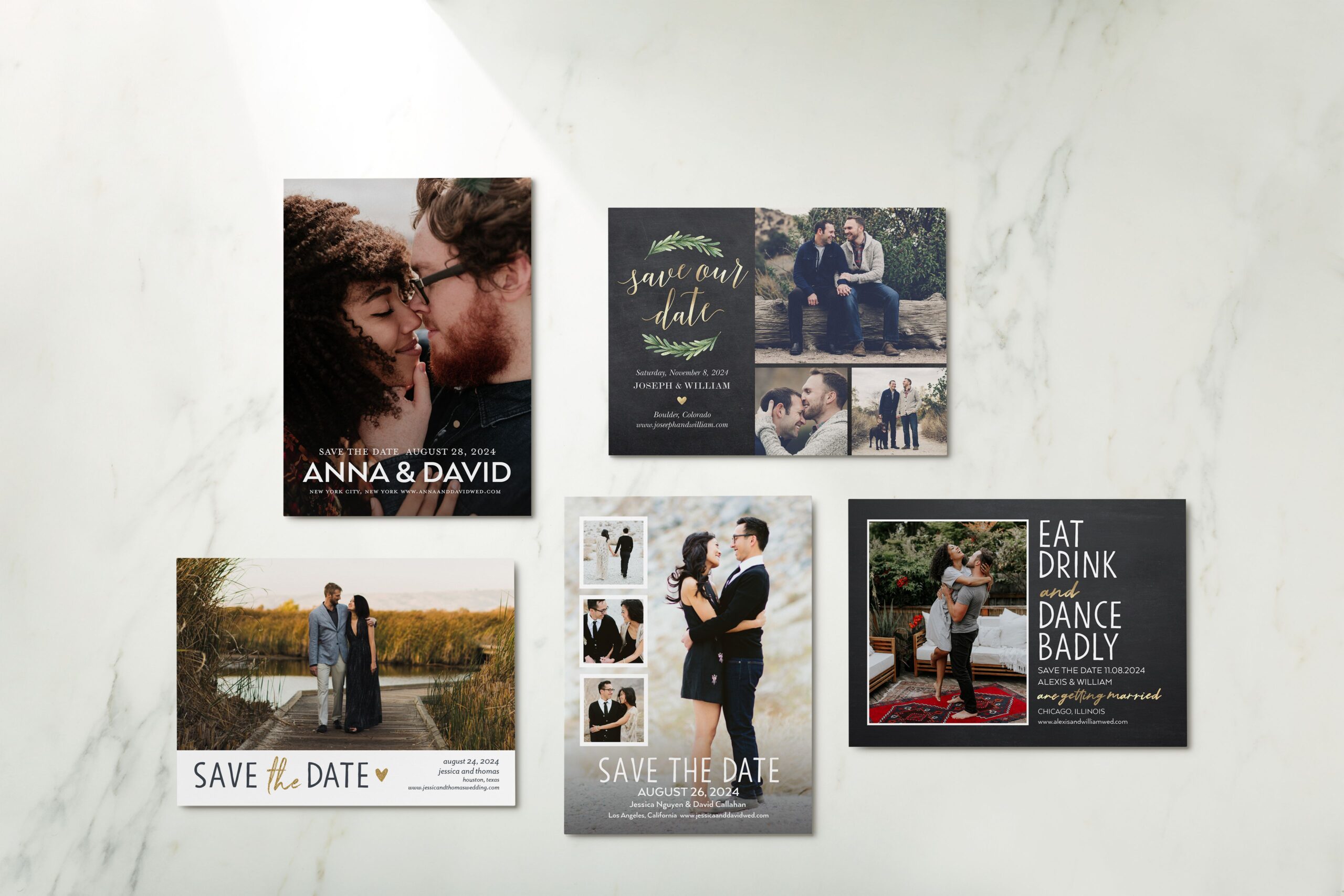 collection of different save the date cards