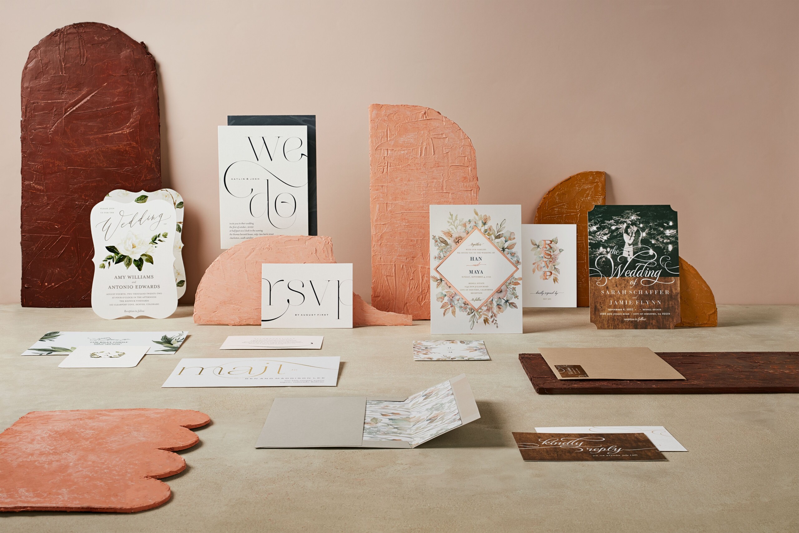 collection of wedding cards with unique trims