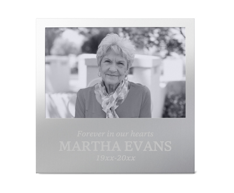 engraved picture frame with memorial photo