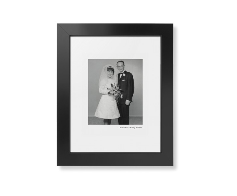 black and white framed photo print of a couple
