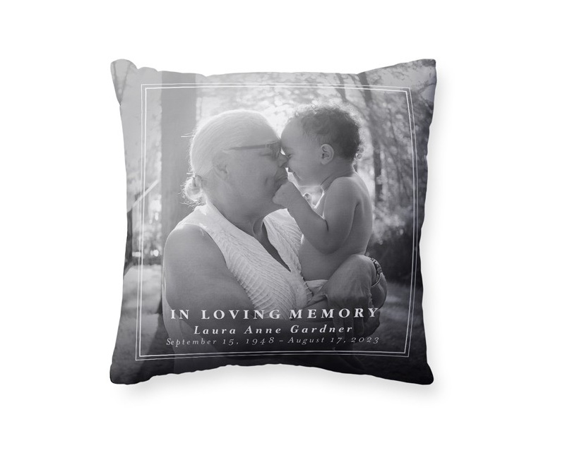 photo pillow with memorial design