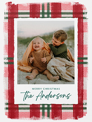 plaid holiday photo card