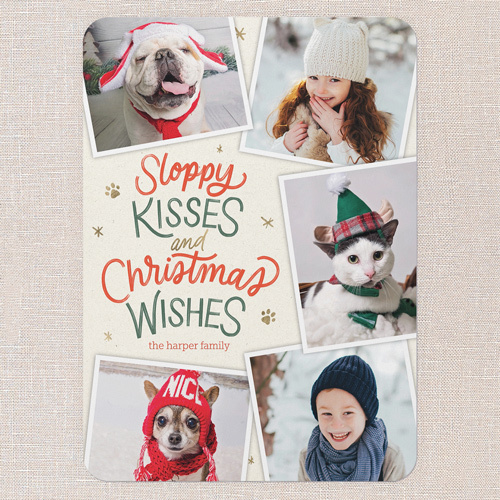 christmas card with pictures of kids and family pets