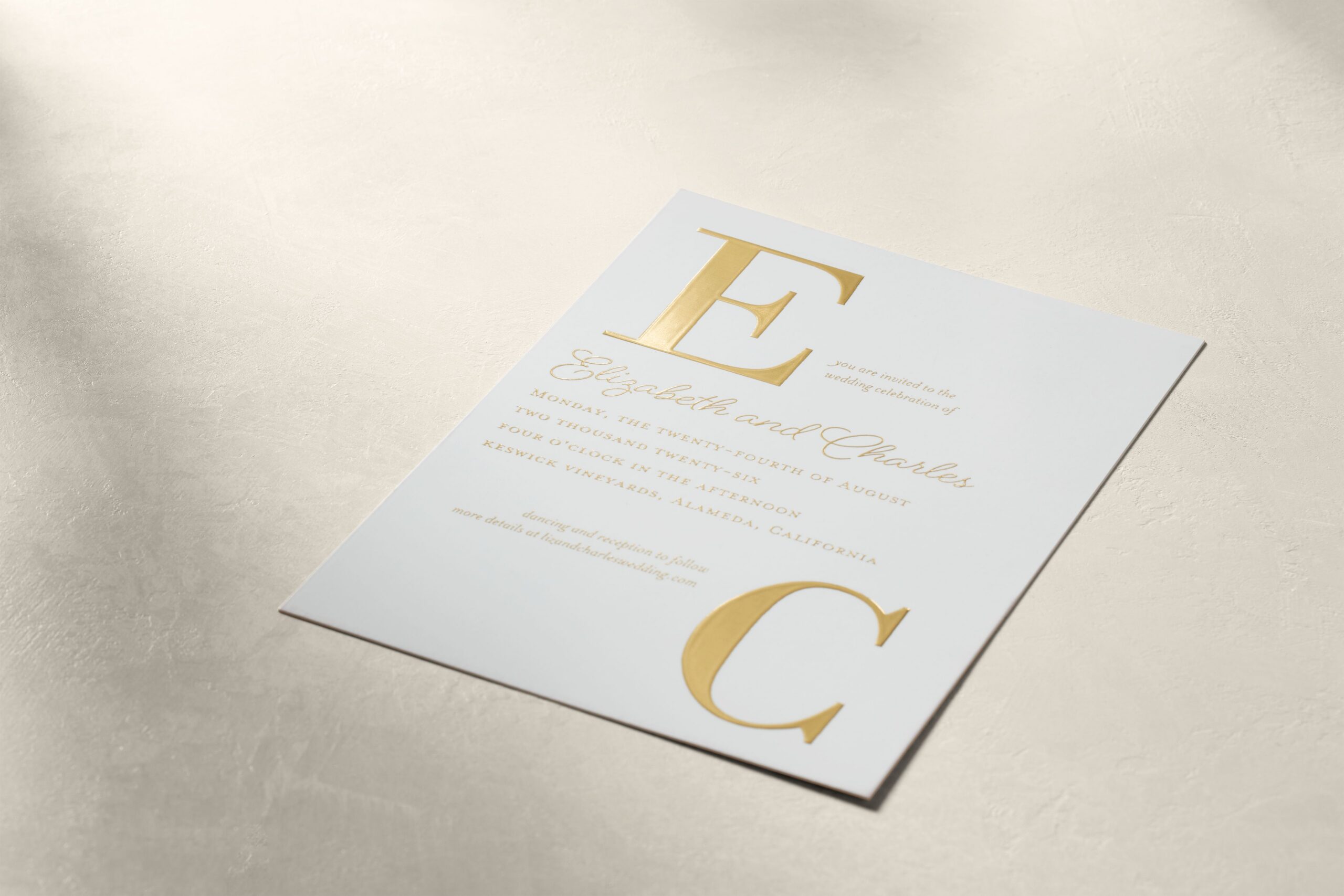 gold foil wedding invitation 