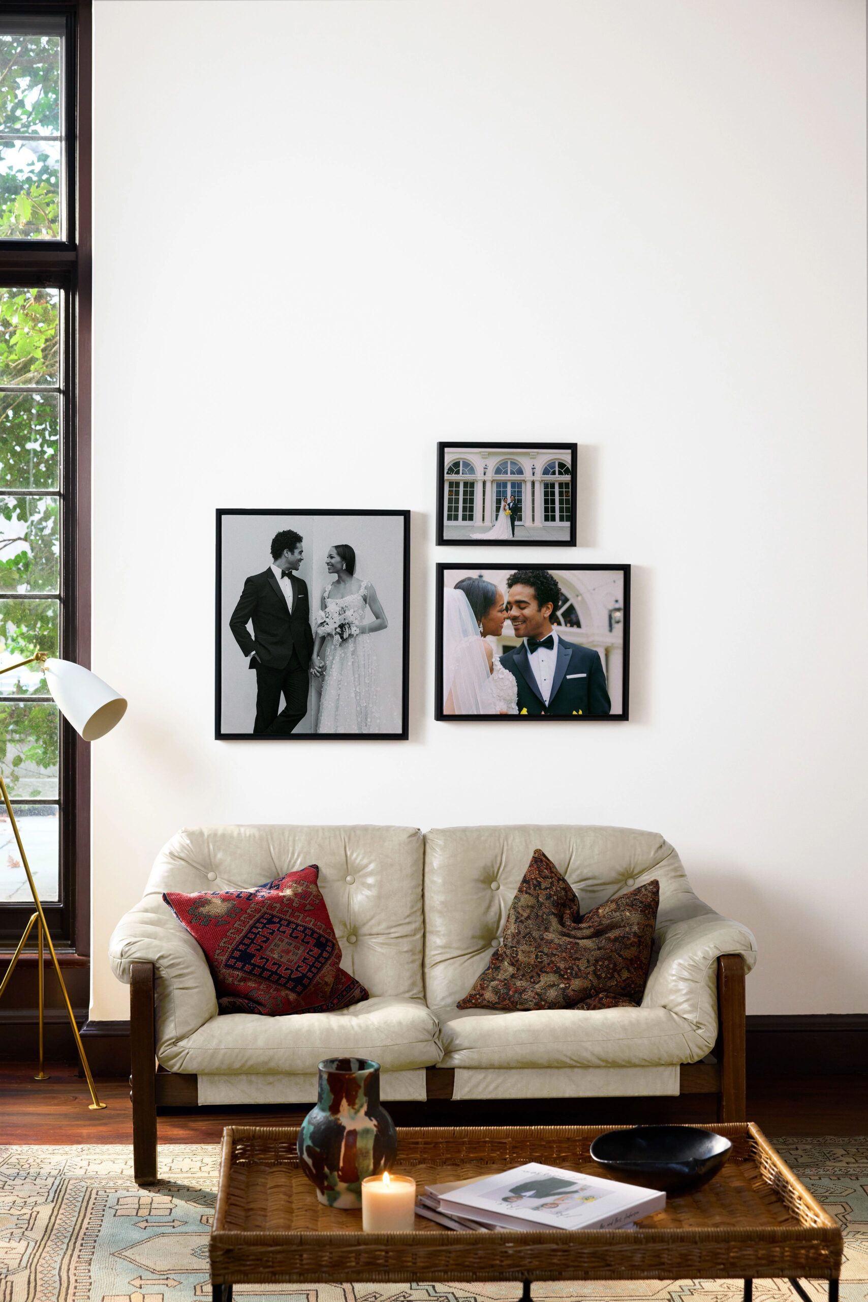 wedding photos in a gallery wall on framed canvas prints