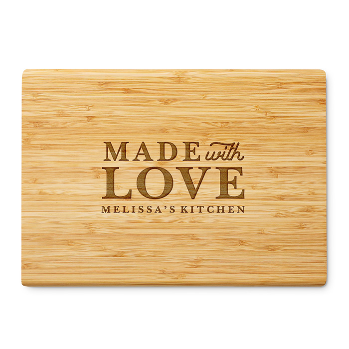 custom cutting board that says made with love