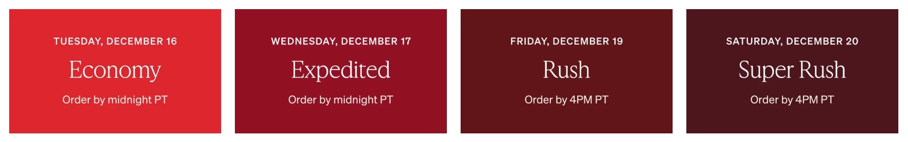 shutterfly holiday expedited shipping details