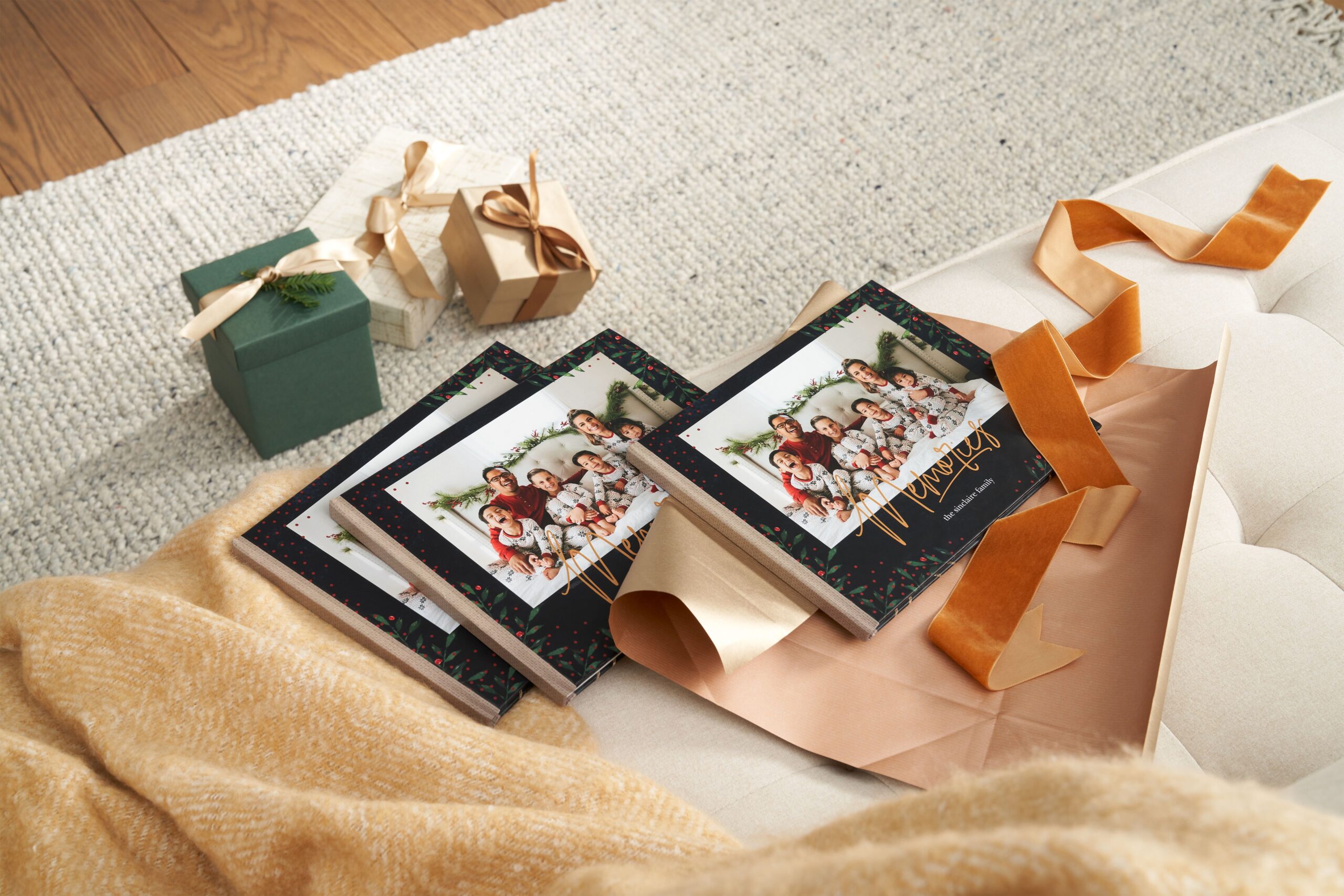 wrapping three photo book gifts