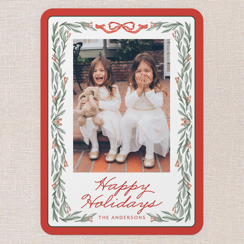 christmas card design with a ribbon and bow