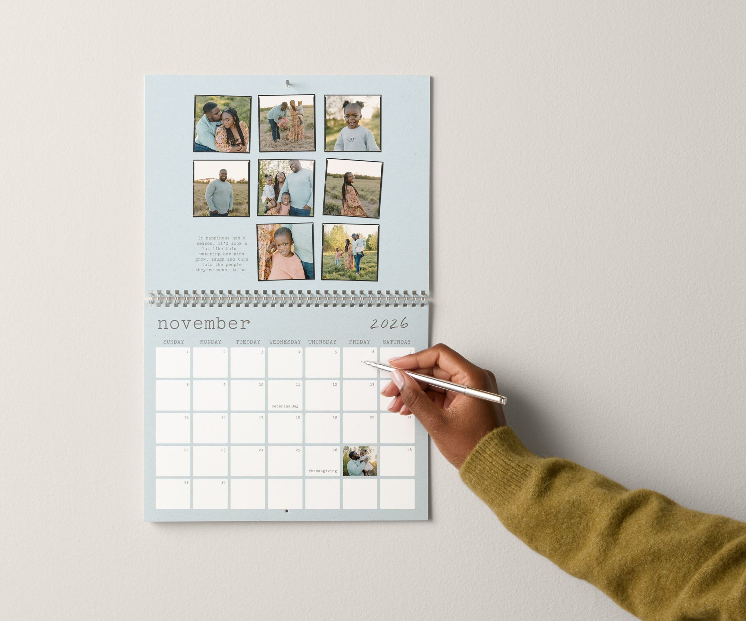 writing on wall calendar