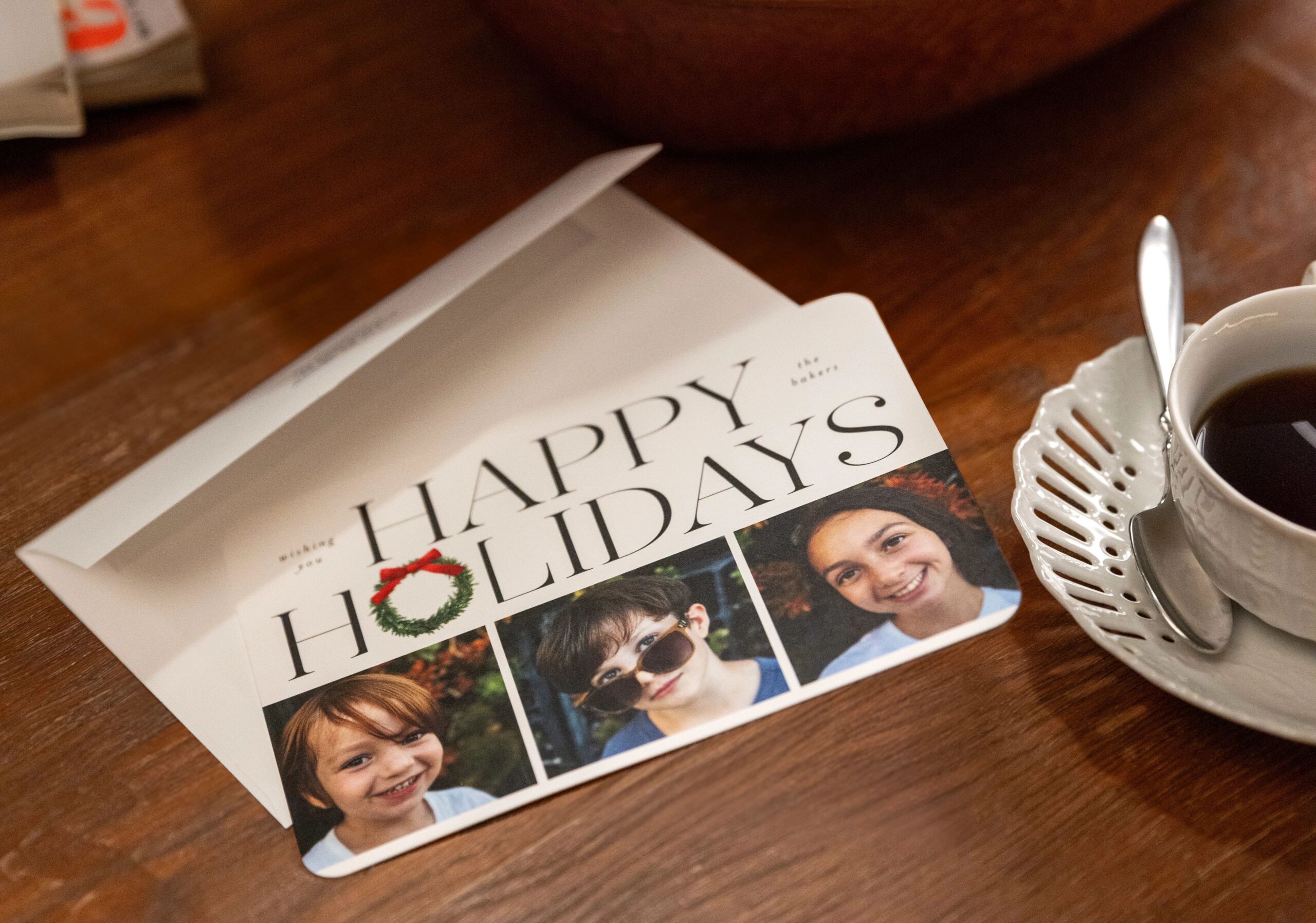 holiday card with three photos