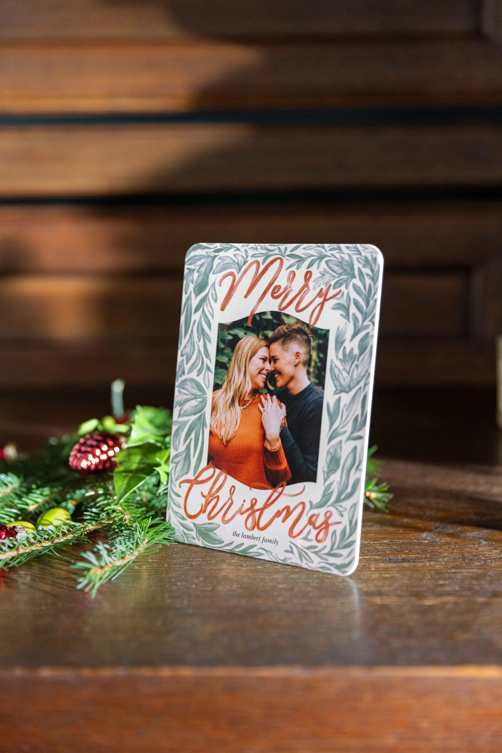 green border photo christmas card