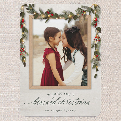 Gorgeous Frosty Garland Holiday Card