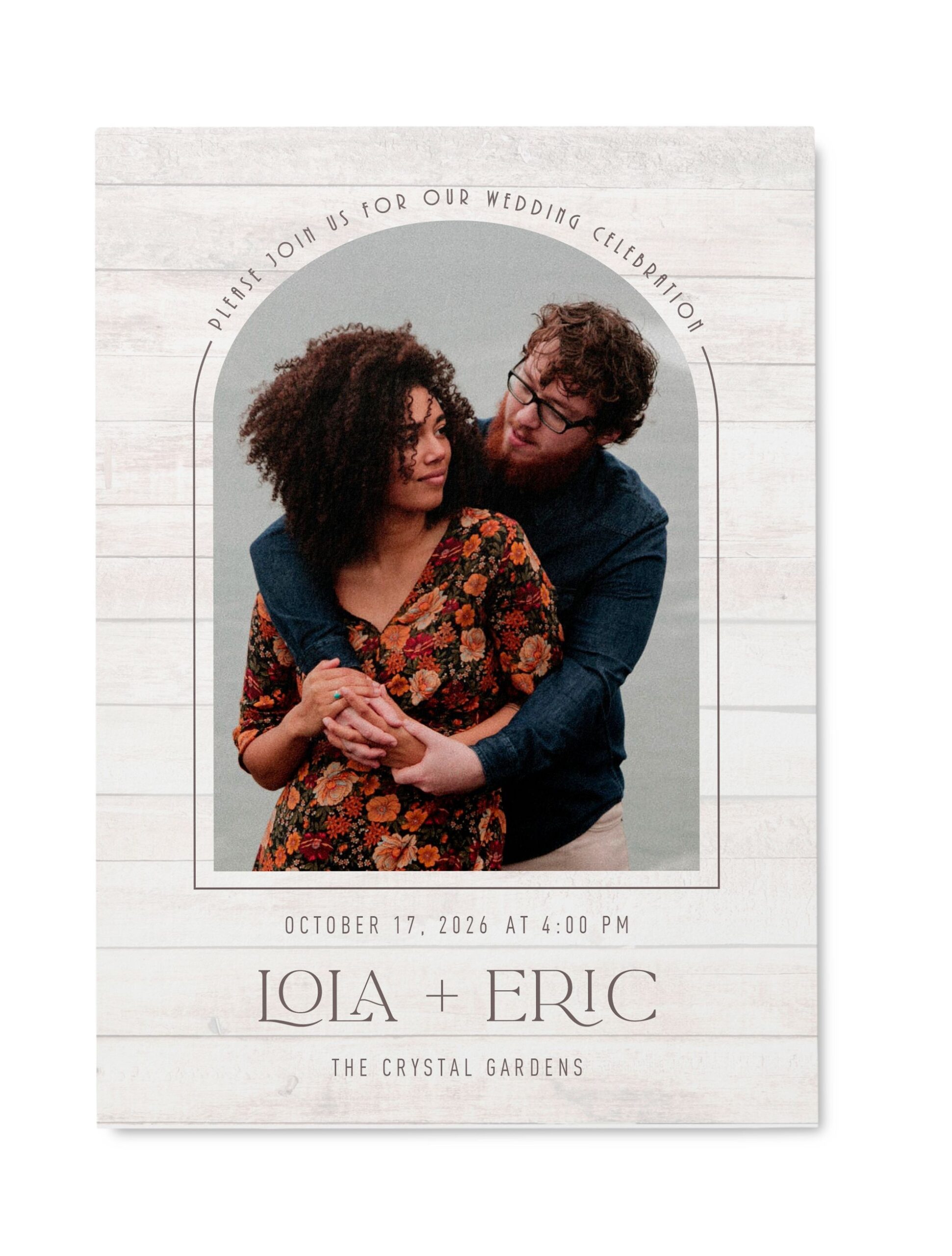 timber ties wedding invitation design