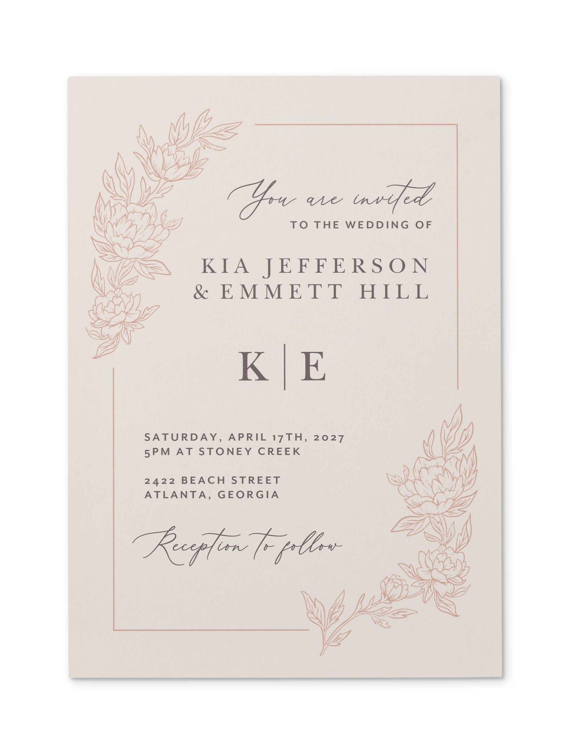 floral curve wedding invitation design