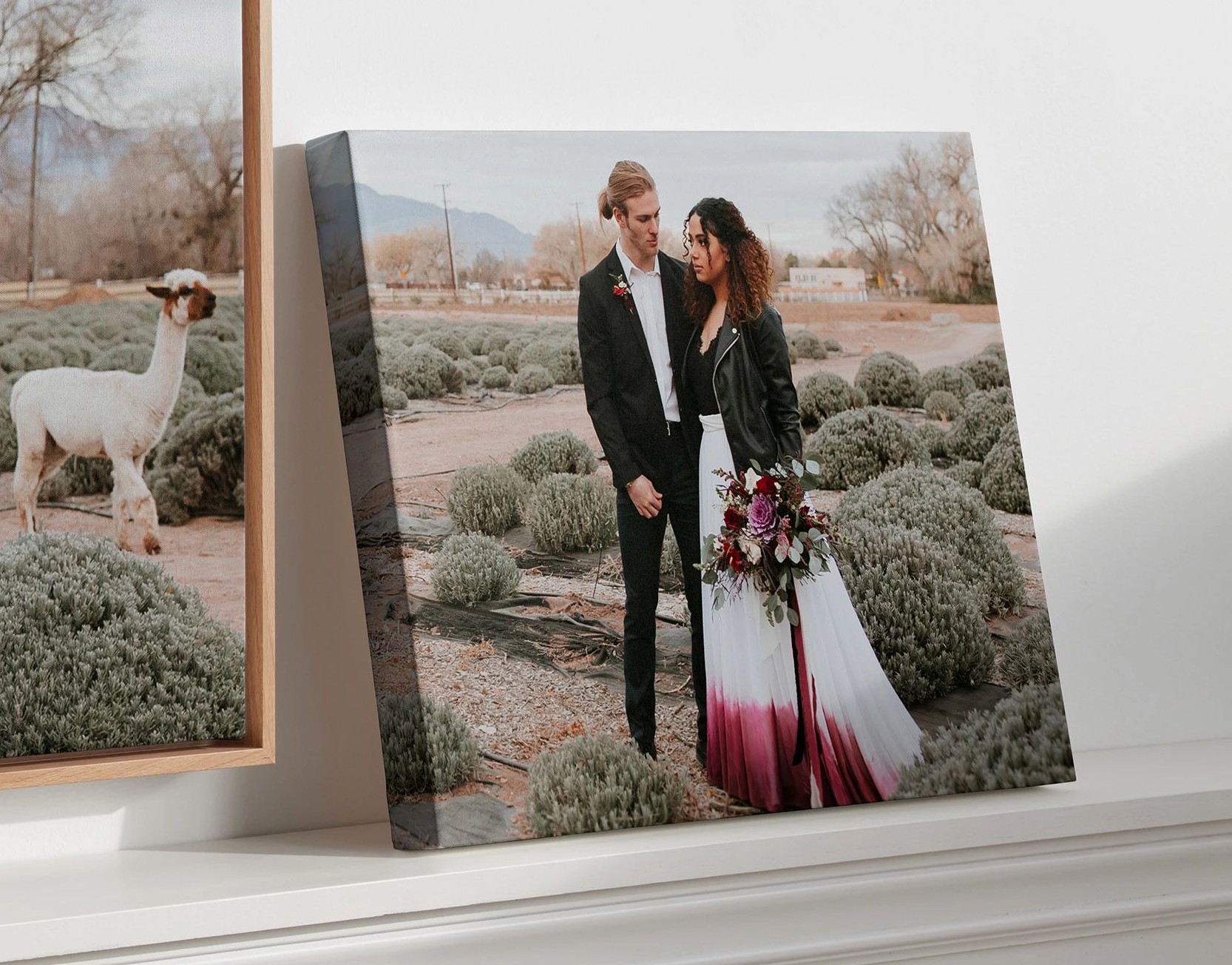unframed canvas print with wedding photo