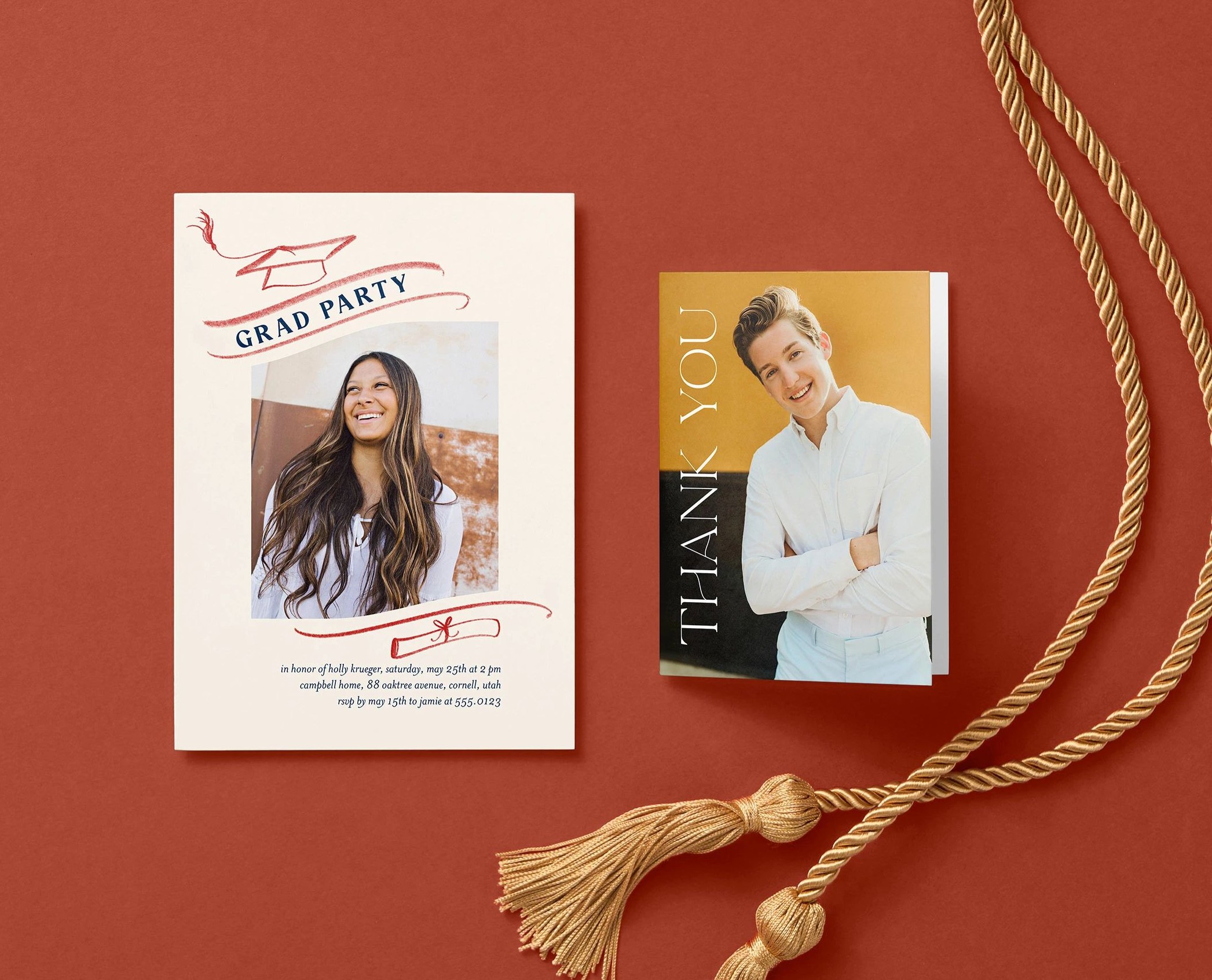 2026 graduation invitation and thank you card