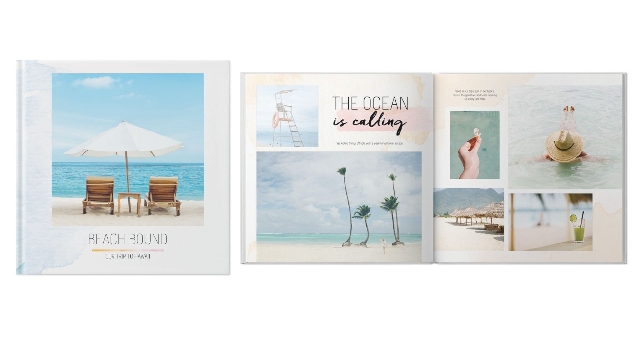 beach-themed travel photo book