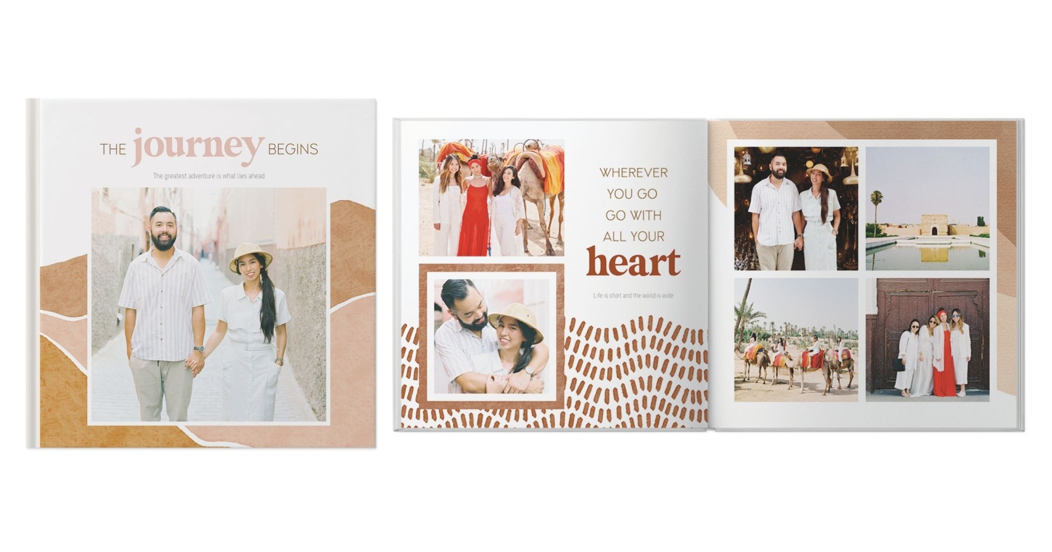 travel photo book with boho design and muted color palette