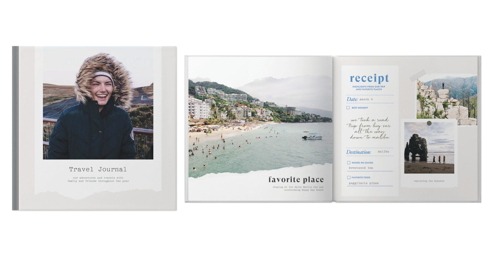 journal style travel photo book