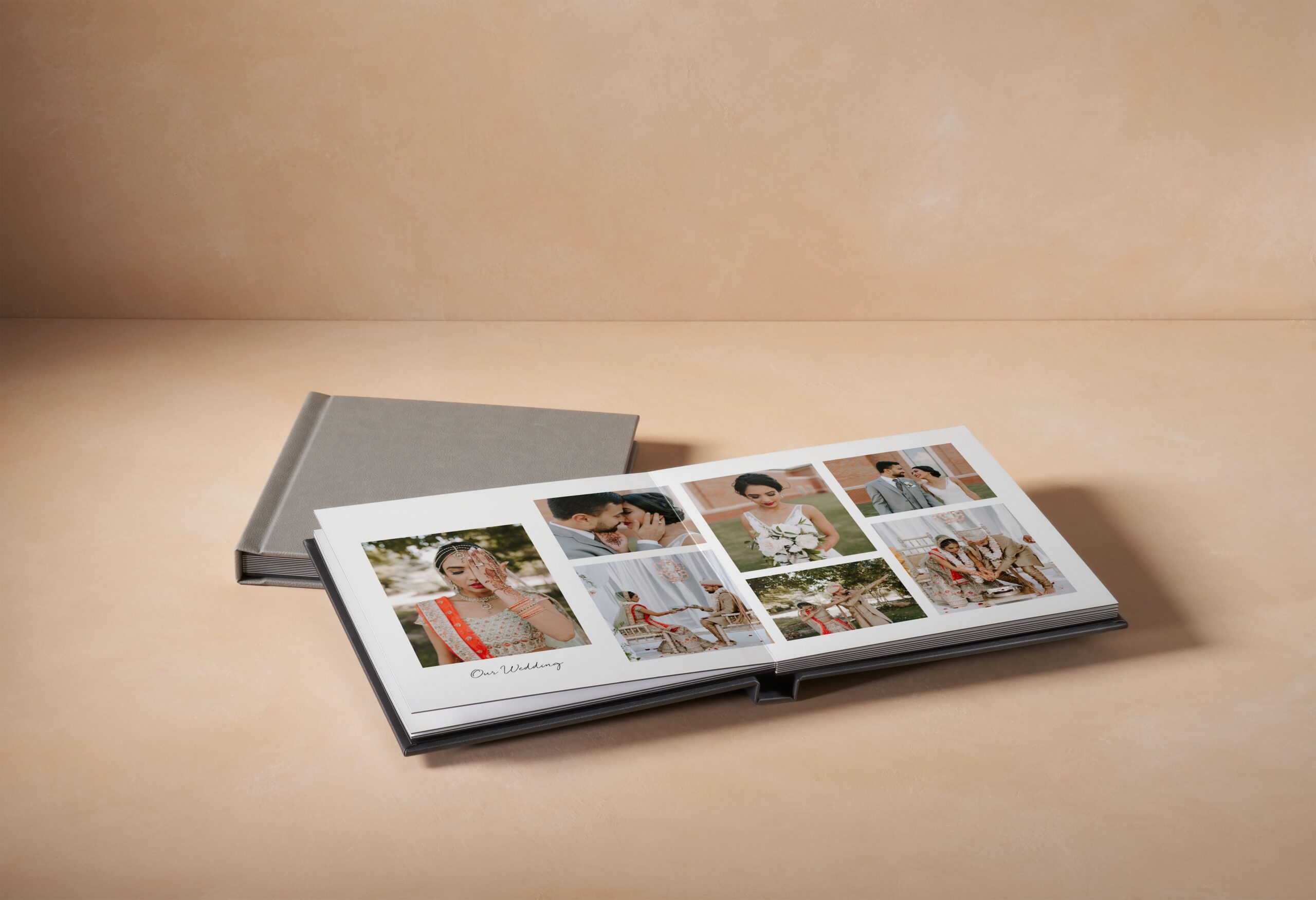 wedding photo book with flush mount pages