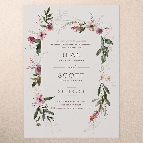 Delicate Perennials Wedding Invitation design template