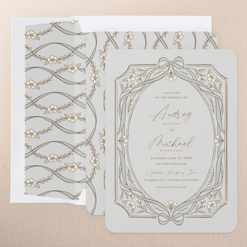 Double Bow Enclosure Wedding Invitation design template