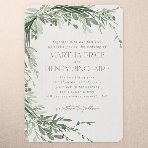 Elegant Fronds Wedding Invitation design template