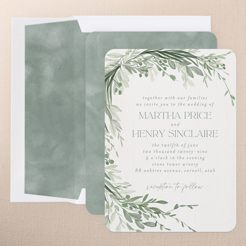 Elegant Fronds Wedding Invitation design template
