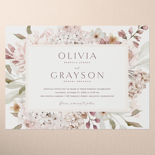 Hydrangea Highlight Wedding Invitation 2 design template