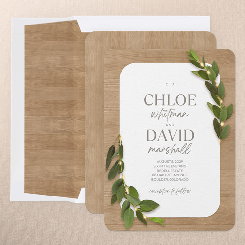 Illuminated Leaves Wedding Invitation design template