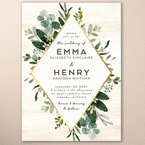 Naturally Green Wedding Invitation design template