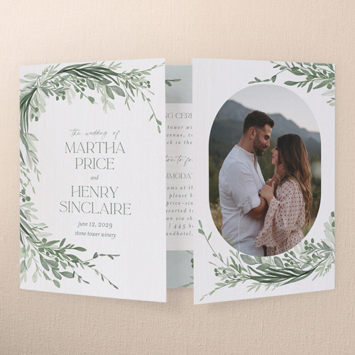 Simple Elegant Leaves Wedding Invitation design template