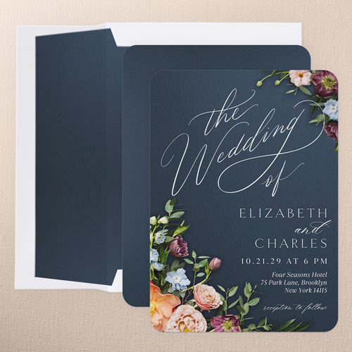Stunning Floral Corners Wedding Invitation design template