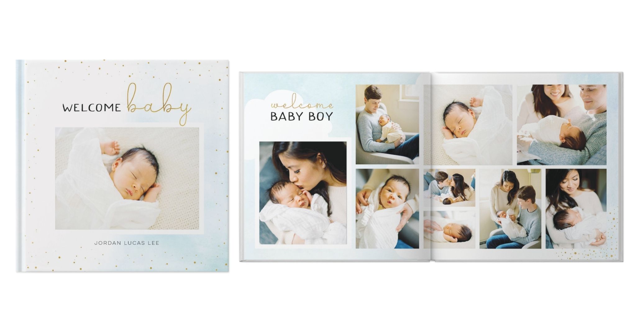Watercolor Baby Boy Photo Book design template