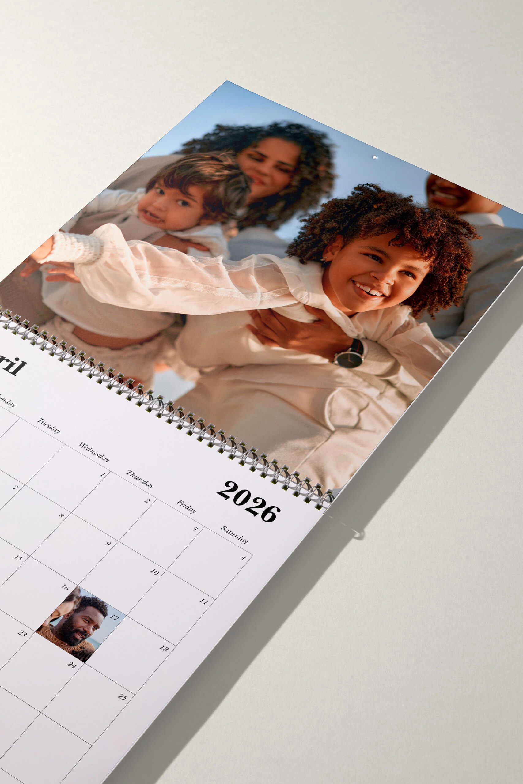 2026 photo wall calendar with happy family photo