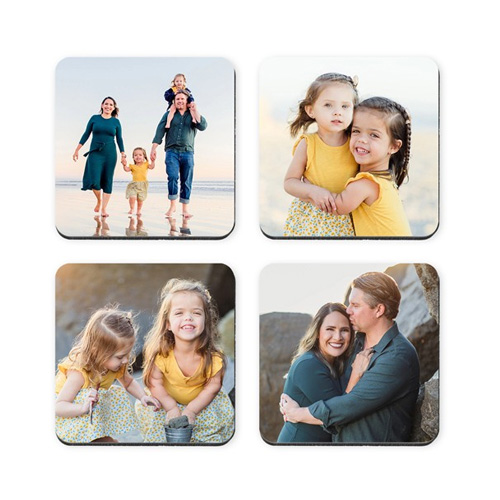 photo coasters with pictures of family