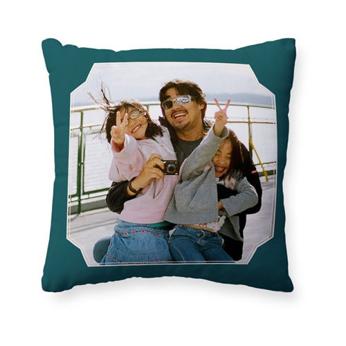 photo pillow with picture of dad and daughters