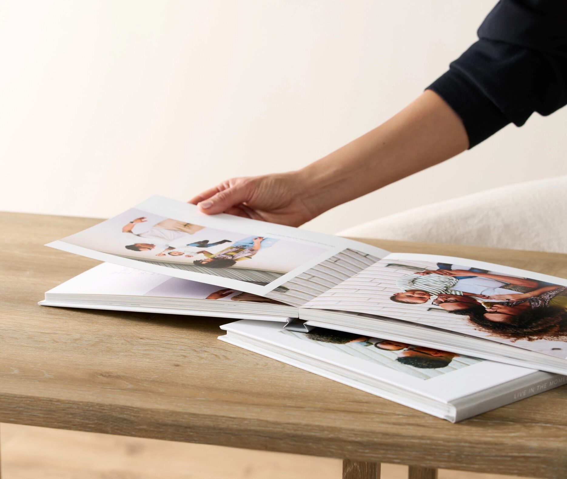 open photo book on tabletop