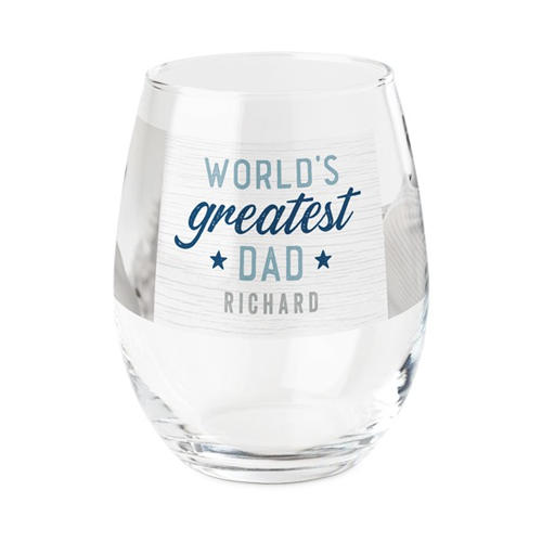 stemless wine glass that says world's greatest dad