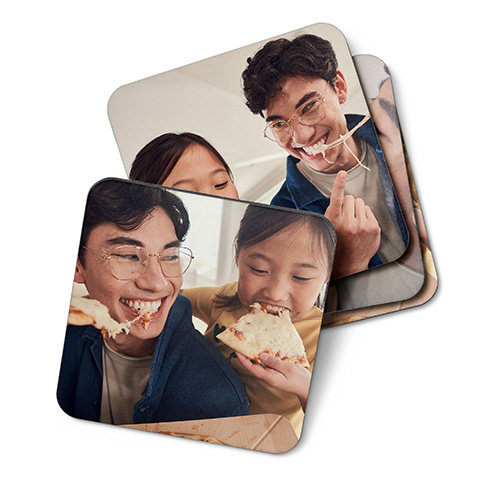 photo coasters with pictures of family