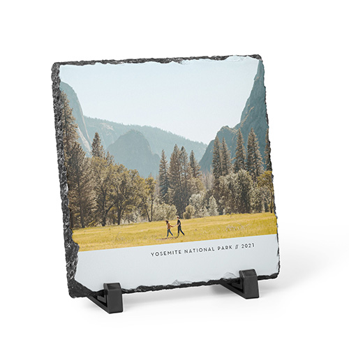 slate plaque with picture of yosemite